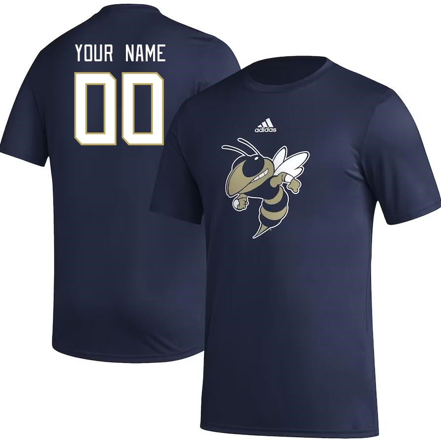 Custom Georgia Tech Yellow Jacket Name And Number College Tshirt-Navy - Click Image to Close